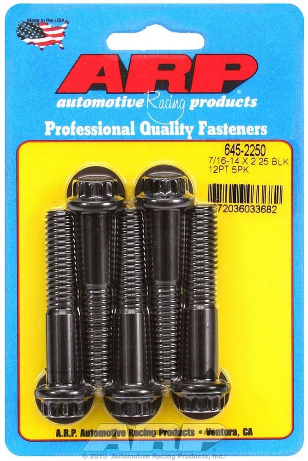 ARP 645-2250 Bolt Kit with 7/16-14 Thread, 2.25-Inch Length, 12-Point ChromeMoly Black Oxide Finish, Set of 5