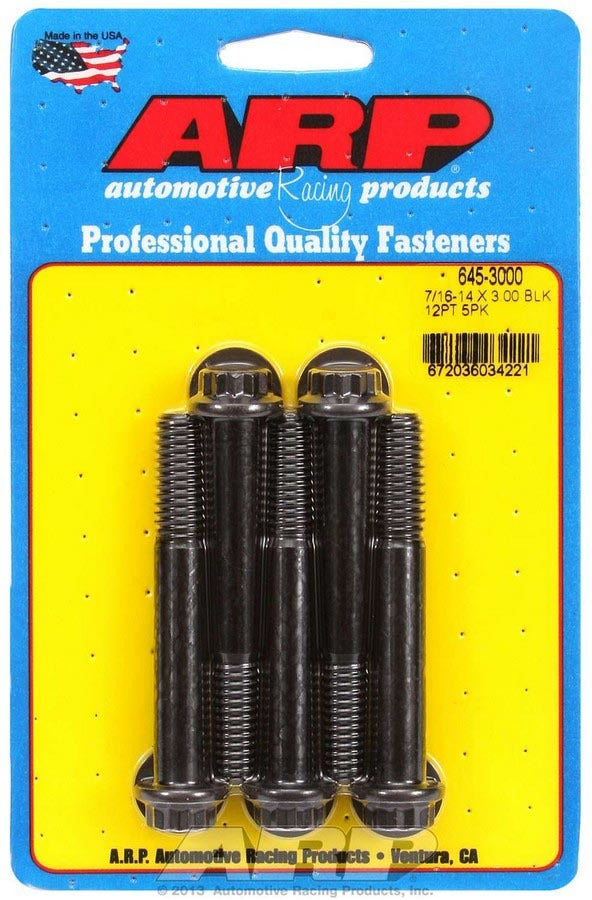 ARP 645-3000 Bolt Kit, 7/16-14 Thread, 3 Inch Length, 12 Point Black Oxide Chromoly