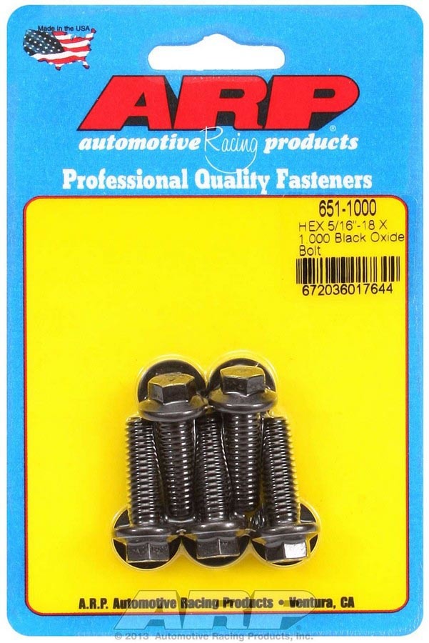 ARP 651-1000 Bolt Kit 5/16-18 x 1 Inch Chromoly Black Oxide with Hex Head - Pack of 5