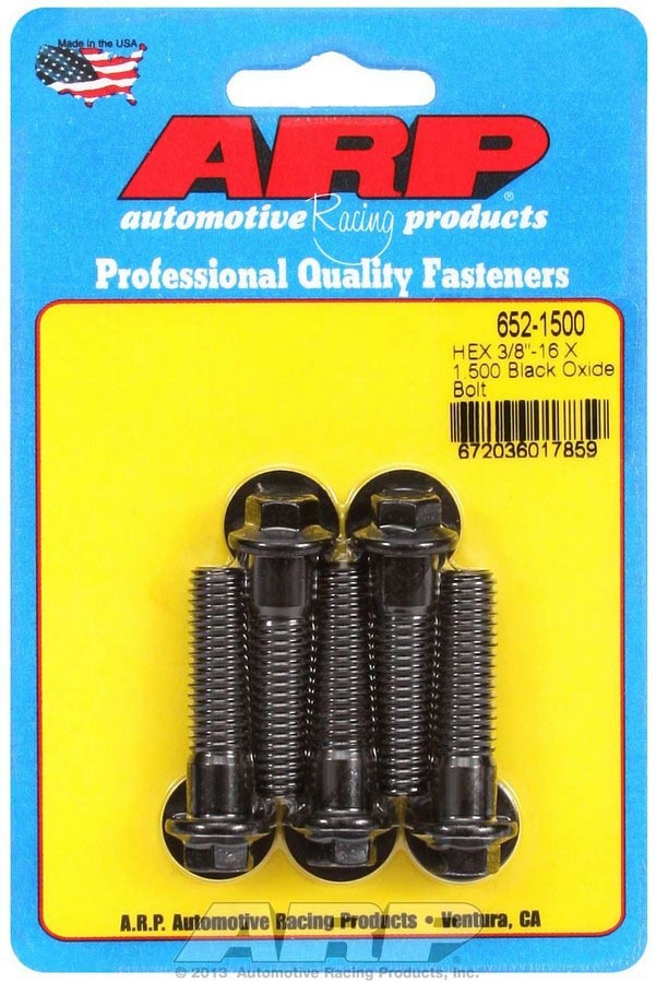 ARP 652-1500 Bolt Kit with 3/8-16 Thread, 1.5 Inch Length, Black Oxide Chromoly Hex Head, Set of 5