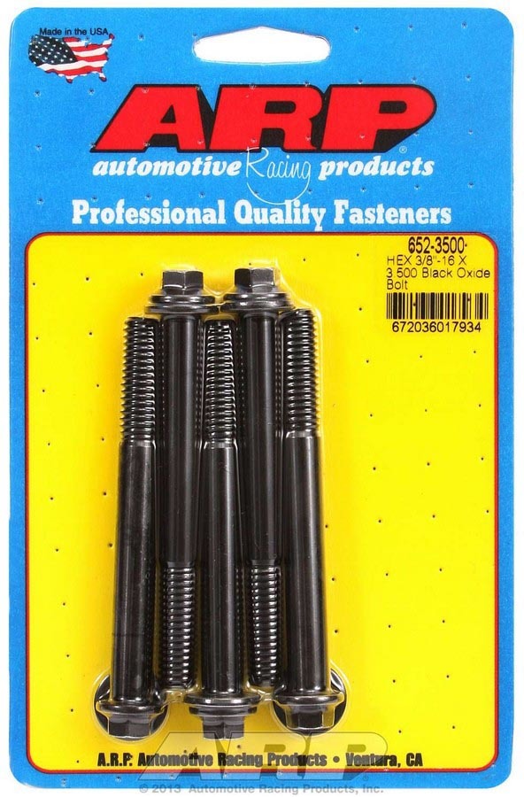 ARP 652-3500 Bolt Kit with 3/8-16 Thread, 3.5-Inch Length, Black Oxide Chromoly Hex Head, Set of 5