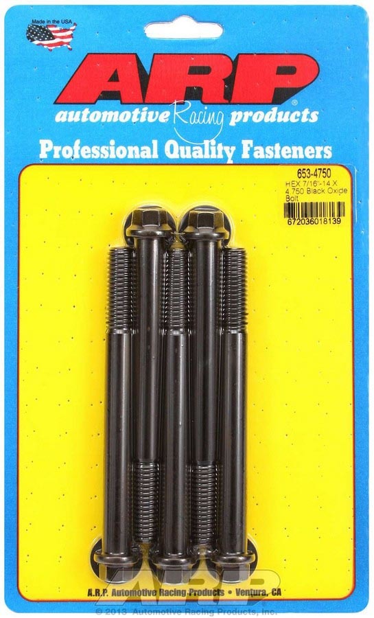 ARP Bolt Kit 653-4750 7/16-14 x 4.75 Inch Chromoly Hex Head Set of 5