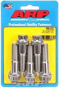 ARP 656-2000 Stainless Steel Bolt Kit, 1/2-13 Thread, 2 Inch Length, 12-Point Head, Polished Finish, Set of 5