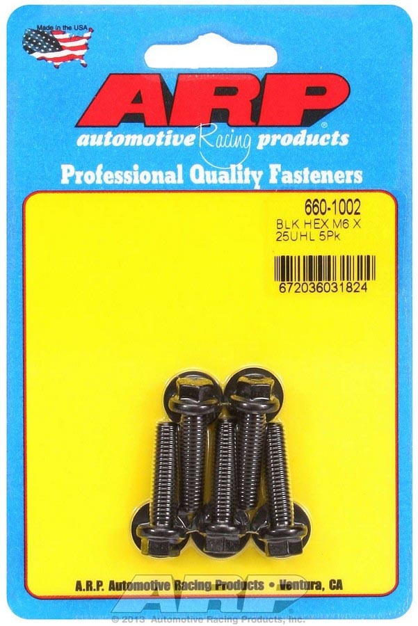 ARP 660-1002 Chromoly Bolt Set with 6mm Diameter, 1 Inch Thread Length and 8mm Hex Head