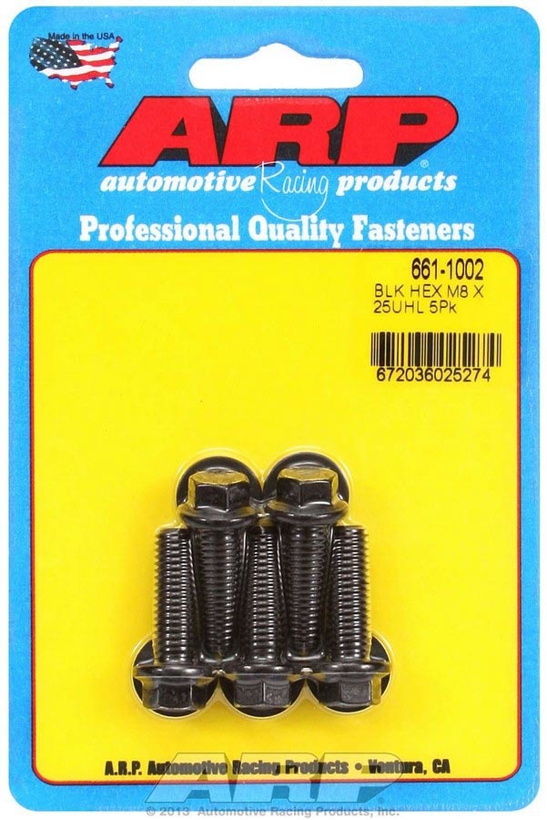 ARP 661-1002 8mm x 1.25 x 25mm Chromoly Black Oxide Bolt Kit, 6-Point Head, Set of 5