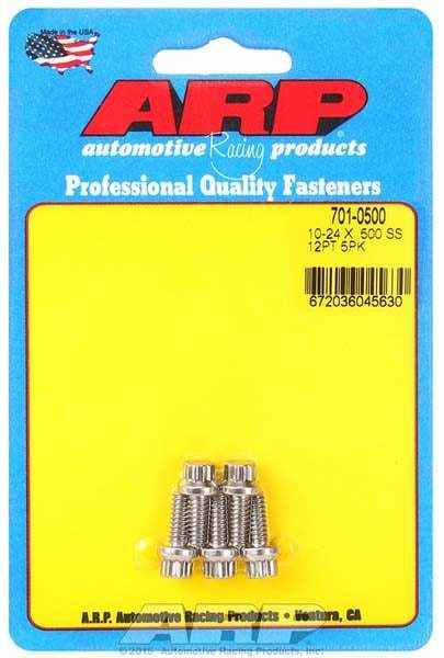 ARP 701-0500 Stainless Steel 10-24 x 0.5 Inch Bolt Kit with 12-Point Head, Set of 5