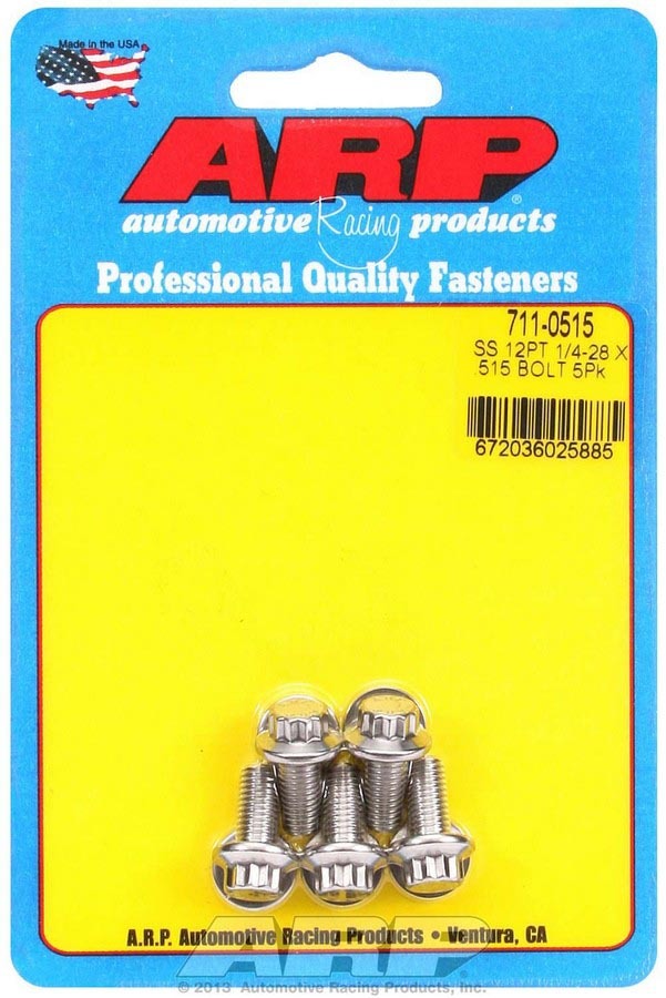 ARP 711-0515 Stainless Steel 1/4-28 x 0.515 Inch 12-Point Bolt Kit