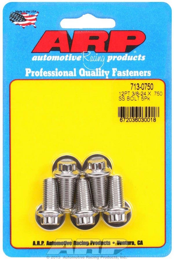 ARP Stainless Steel Bolt Kit 3/8-24 x 0.75 Inch with 12-Point Head, Set of 5
