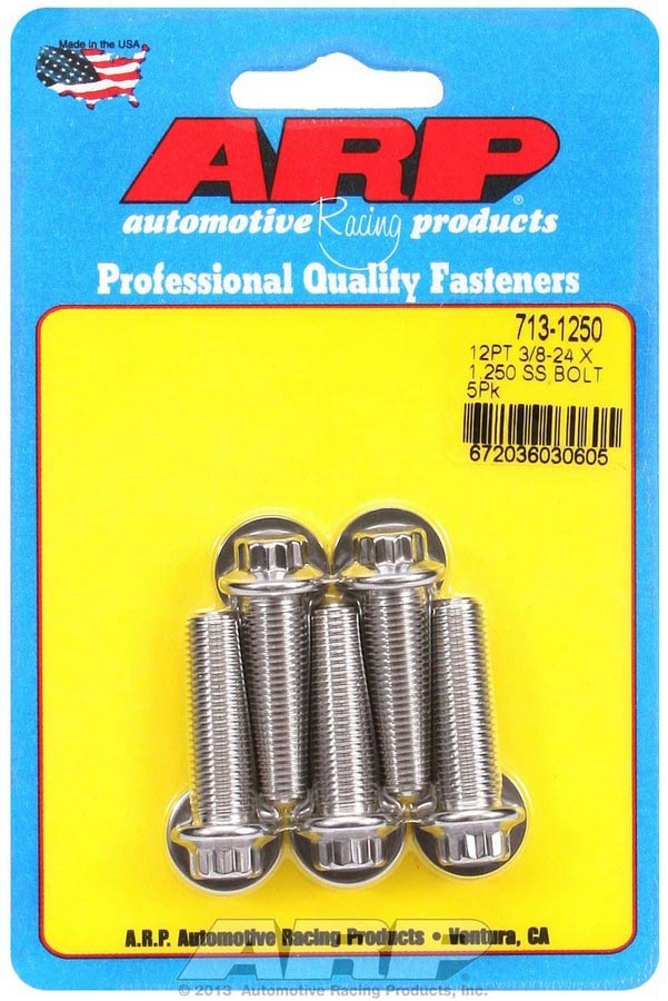 ARP 713-1250 Stainless Steel 3/8-24 x 1.25 Inch Bolt Kit with 12-Point Head, Set of 5