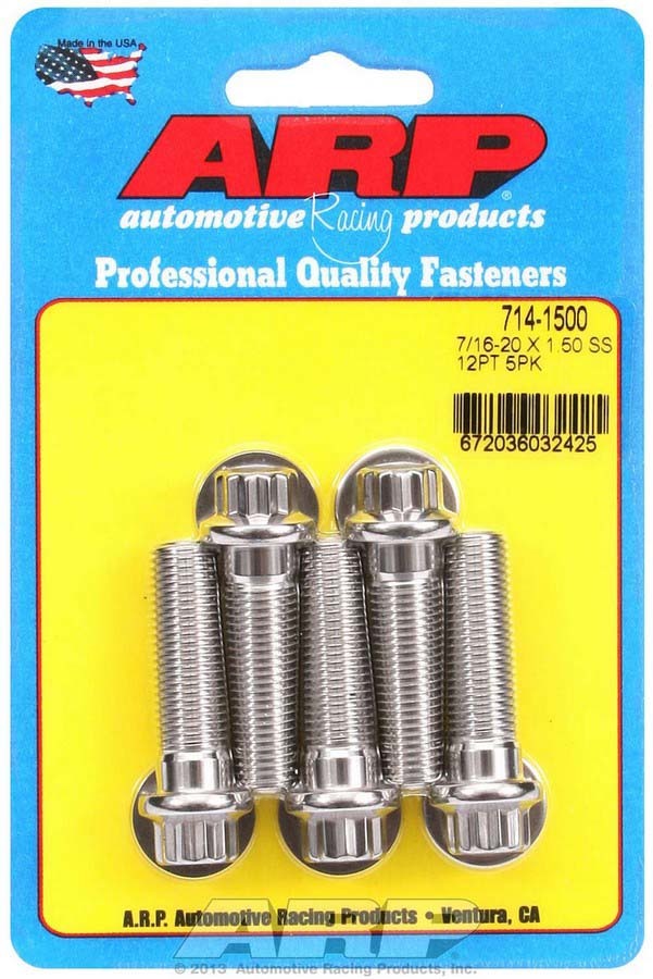 ARP 714-1500 Stainless Steel Bolt Kit with 7/16-20 Thread, 1.5 Inch Length, 12-Point Head - Set of 5