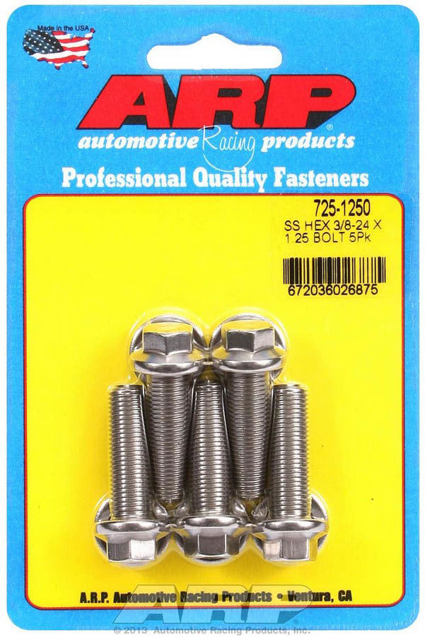 ARP 725-1250 Stainless Steel 3/8-24 x 1.25 Inch Bolt Kit with 7/16 Inch Hex Head