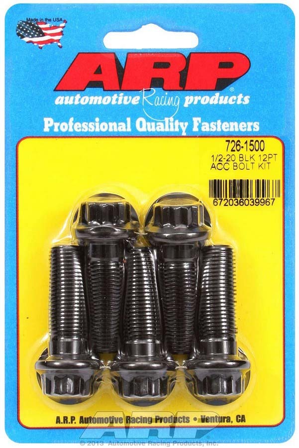 ARP 726-1500 Bolt Kit, 1/2-20 Thread Size, 1.5 Inch Length, 12-Point Black Oxide Chromoly Finish, Universal Fit, Pack of 5