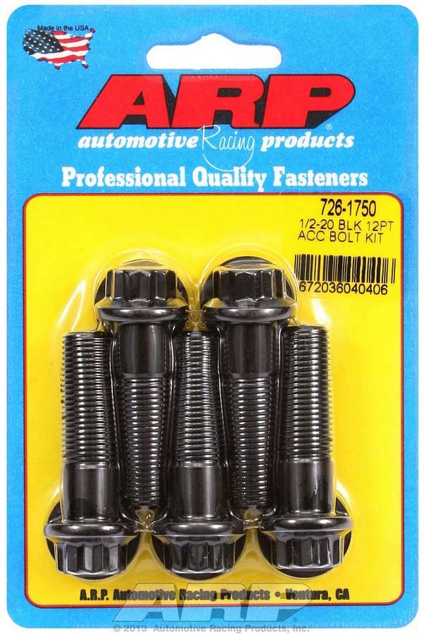 ARP 726-1750 1/2-20 x 1.75 Inch Black Oxide Chromoly Threaded Bolts, Set of 5