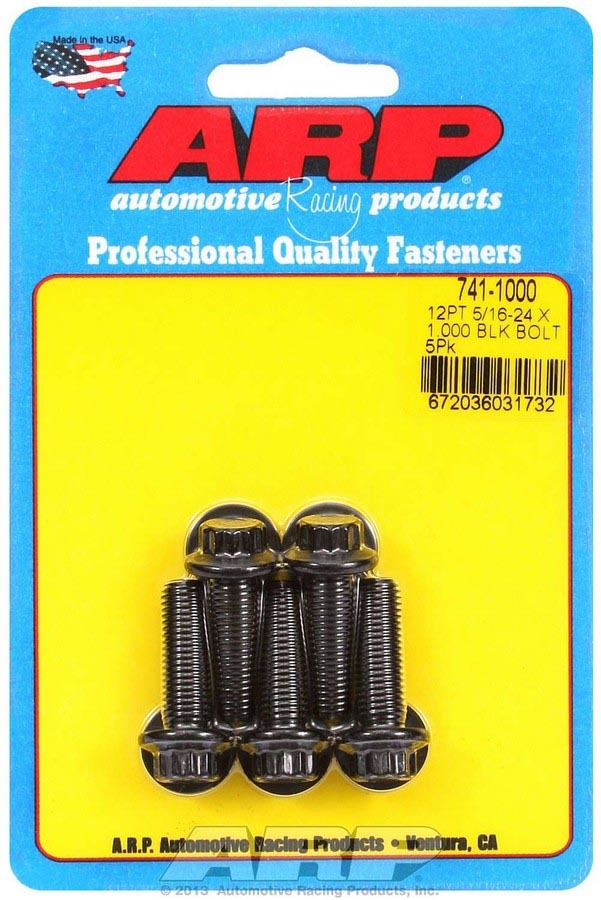ARP 741-1000 Bolt Kit, 5/16-24 x 1 Inch, 12-Point Head, Chromoly Steel, Black Oxide Finish, Set of 5