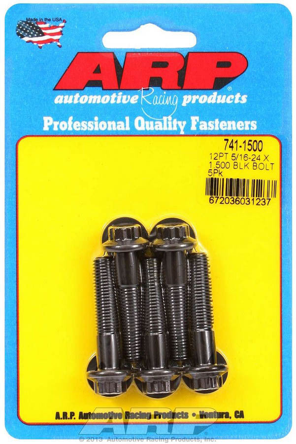 ARP 741-1500 Bolt Kit with 5/16-24 Thread, 1.5 Inch Length, 12-Point Black Oxide Chromoly Finish, Set of 5
