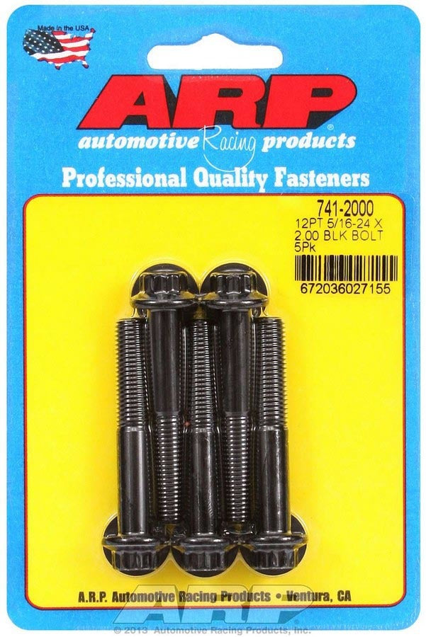 ARP 741-2000 Bolt Kit with 5/16-24 x 2 Inch Thread Length, 12-Point Head, Chromoly Steel, Black Oxide Finish, Set of 5
