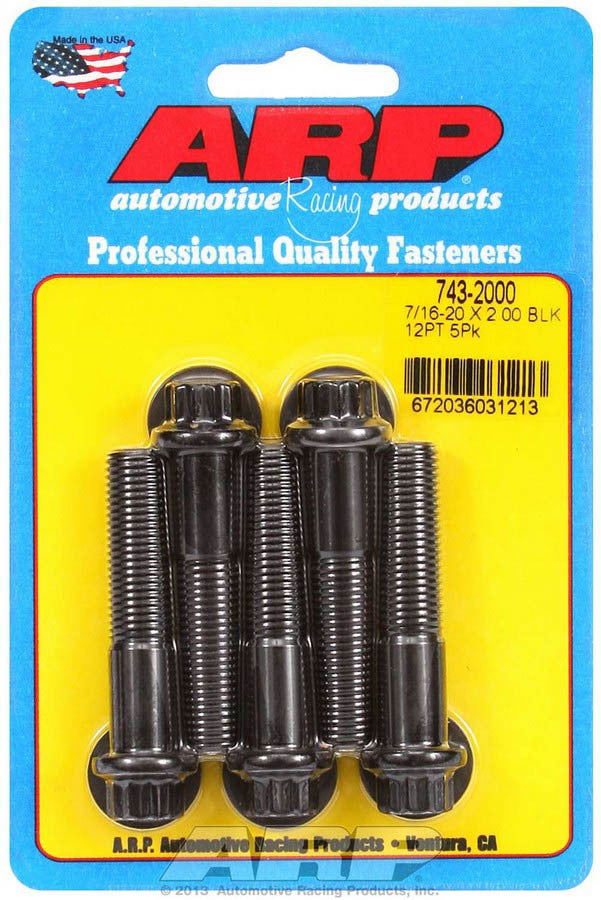 ARP 743-2000 7/16-20 x 2 Inch Chromoly Threaded Bolt Set with 12-Point Head