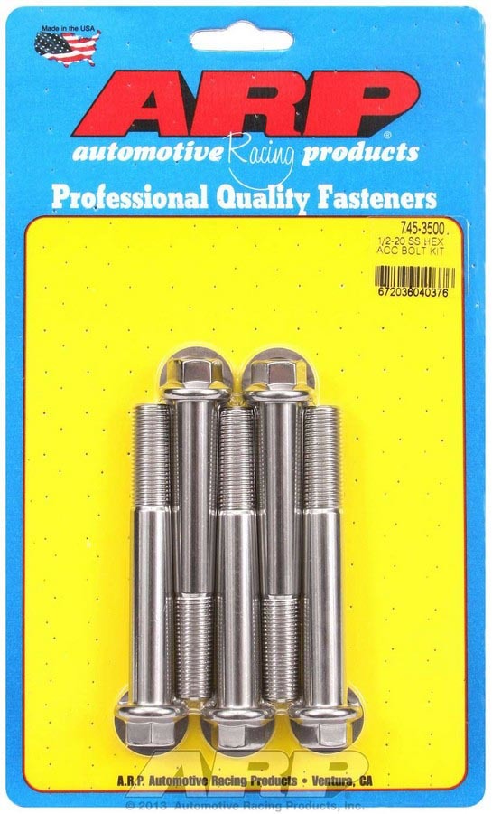 ARP 745-3500 Stainless Steel Bolt Kit, 1/2-20 Thread, 3.5 Inch Length, 9/16 Inch Hex Head