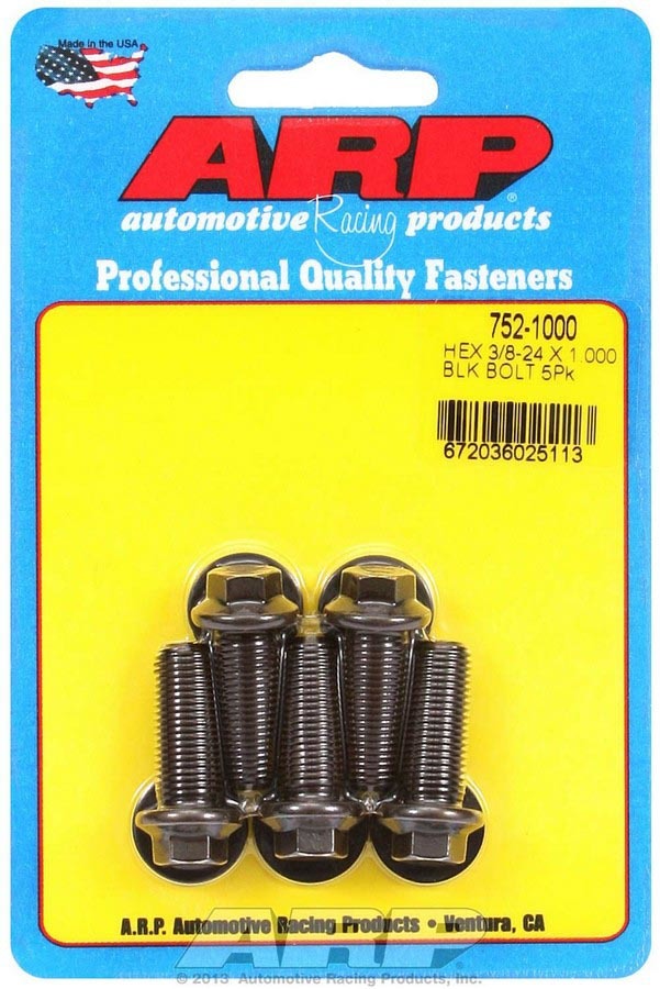 ARP 752-1000 Chromoly 3/8-24 Thread Bolt Kit, 1 Inch Length, Black Oxide Finish, Set of 5