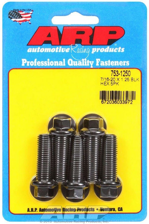 ARP Bolt Kit 753-1250 7/16-20 x 1.25 Inch Chromoly Hex Head Black Oxide