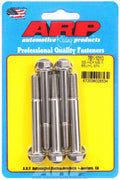 ARP 761-1010 Stainless Steel Bolt Kit, 8mm x 1.25 Thread, 65mm Length, 10mm Hex Head, Polished Finish, Set of 5