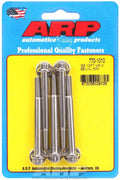 ARP 770-1010 Stainless Steel Bolt Kit, 6mm x 1.00 Thread, 65mm Length, 8mm 12-Point Head, Polished Finish, Set of 5