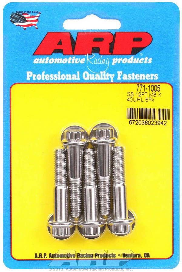 ARP 771-1005 Stainless Steel 8mm x 1.25 x 40mm Bolt Kit with 12-Point Head
