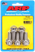 ARP 775-1001 Stainless Steel Bolt Kit, 12mm x 1.75 Thread, 25mm Length, 12 Point Head, Polished Finish, Set of 5