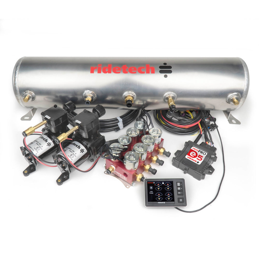 RideTech RidePro E5 5-Gallon Dual Air Compressor Kit with Digital 4-Corner Gauge and High Flow System