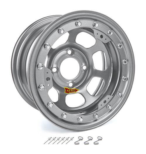 Aero Race Wheels 33-084520S 13x8 Beadlock Steel Wheel with Silver Powder Coat, 4.50 Bolt Pattern