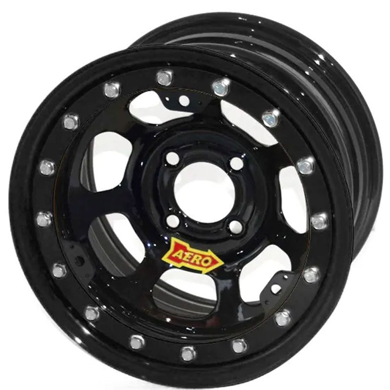Aero Race Wheels 33-174520X Lightweight Steel Beadlock Wheel 13x7 Inches with 2-Inch Backspace and 4.50-Inch Bolt Pattern in Black Powder Coat