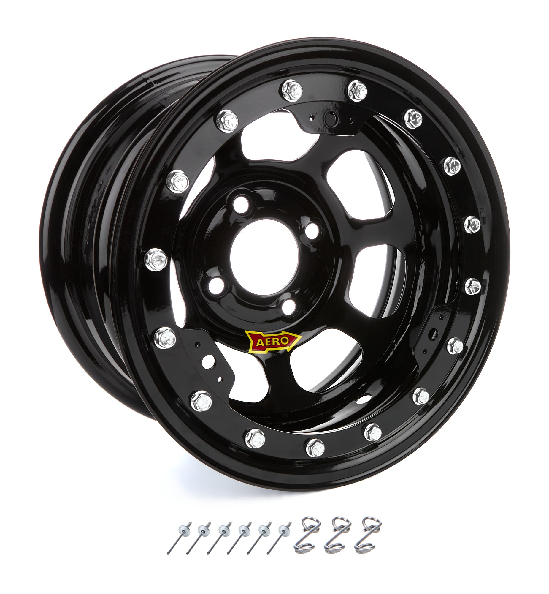 AERO RACE WHEELS 33-184230B 13x8 Inch Beadlock Steel Wheel with Black Powder Coat Finish