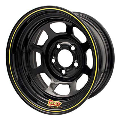 Aero Race Wheels 50-174540 15x7 Inch Black Powder Coat Steel Wheel with 4 Inch Backspace and 5x4.50 Bolt Pattern