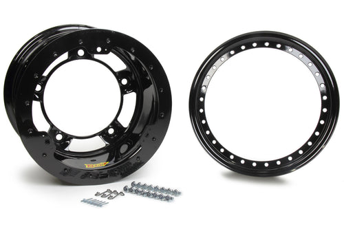 Aero Race Wheels 53-100540B 15x10 Inch Steel Beadlock Wheel with 4-Inch Backspace and Wide 5 Bolt Pattern in Black Powder Coat