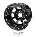 Aero Race Wheels 53-185010B 15x8 Inch Beadlock Steel Wheel with Black Powder Coat Finish