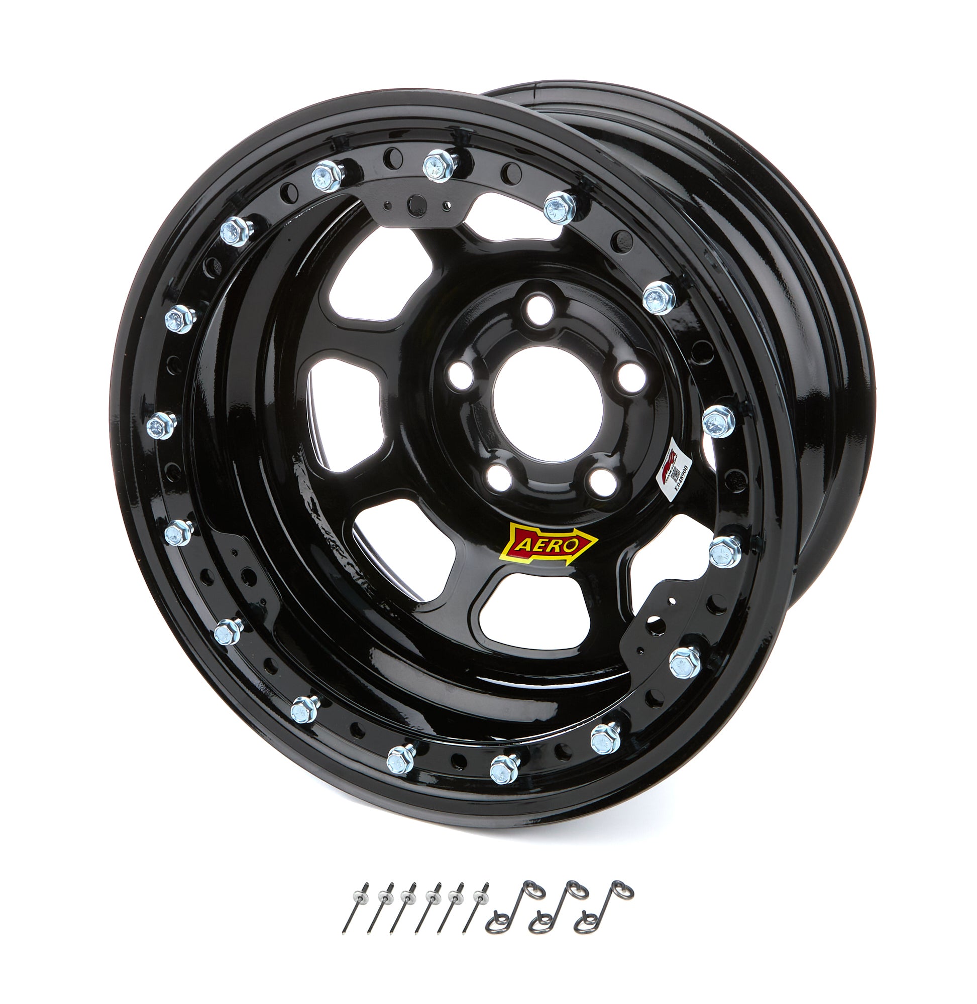 Aero Race Wheels 53-185010B 15x8 Inch Beadlock Steel Wheel with Black Powder Coat Finish