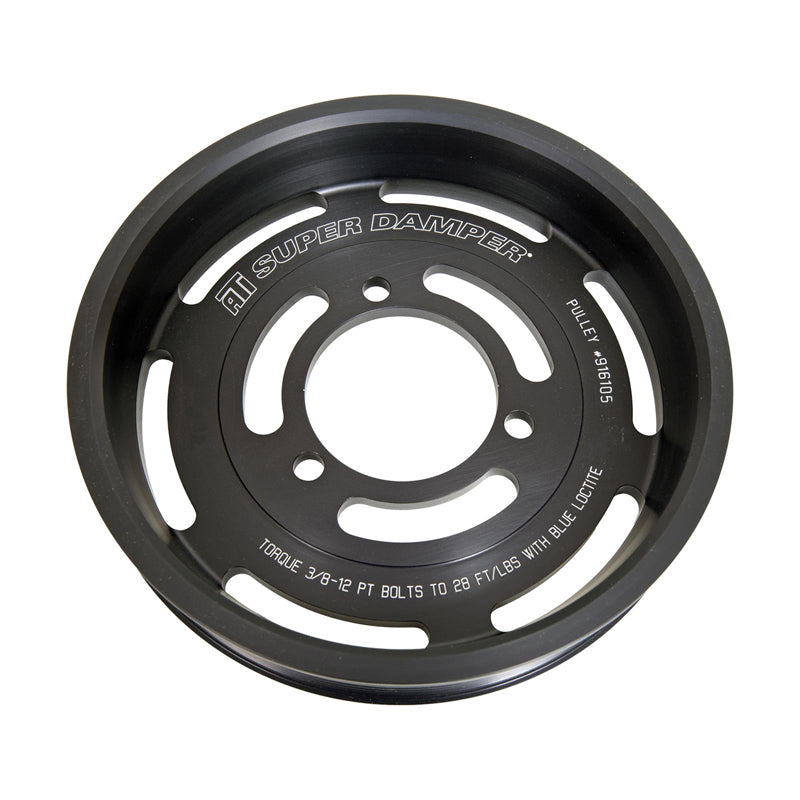 ATI Performance 916105 Supercharger Crankshaft Pulley for Cadillac CTSV LSA with 8-Rib Serpentine Belt, Aluminum Black Anodized