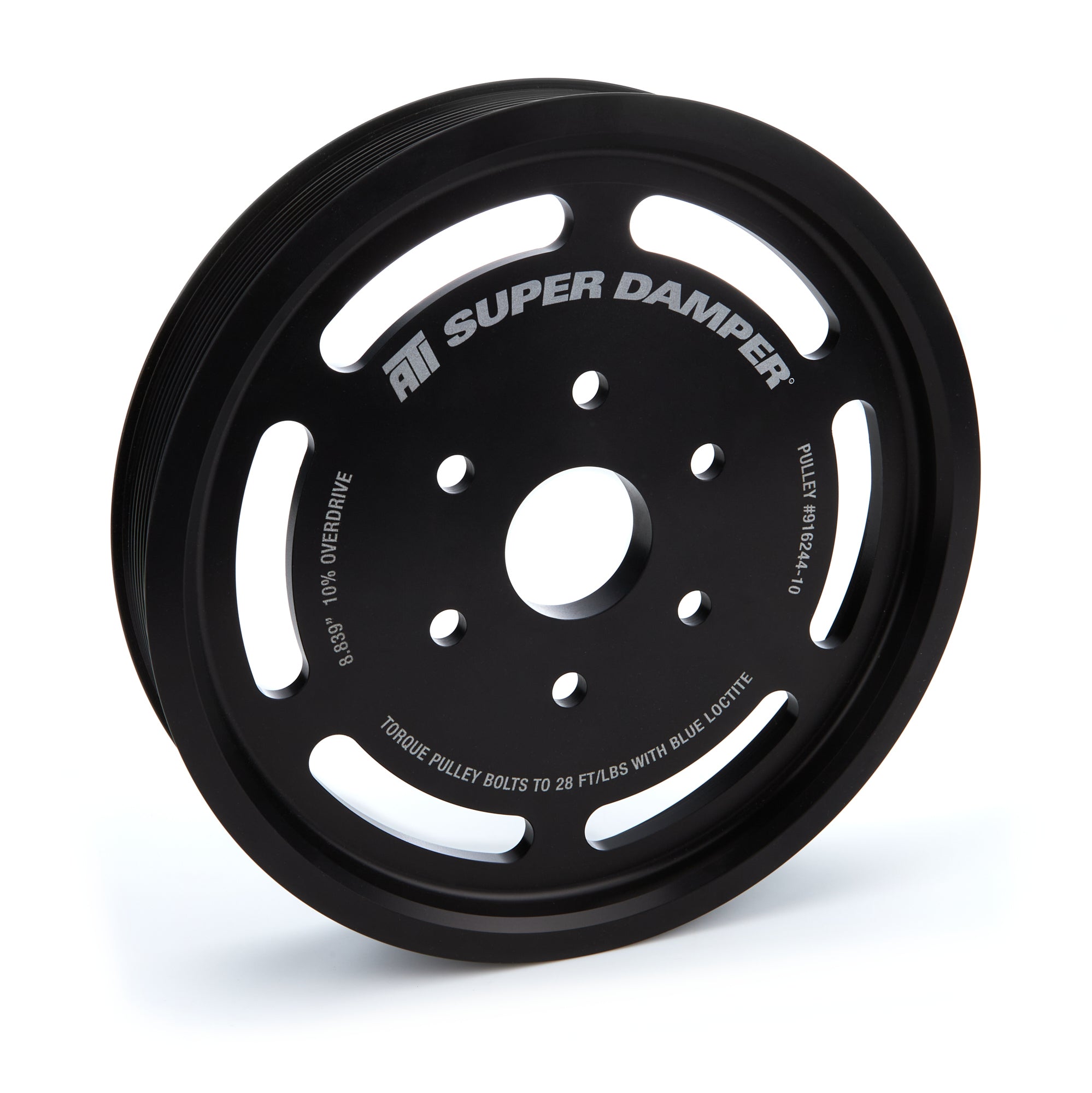 ATI Performance Crankshaft Pulley for Supercharger Drive 8.88 Inch Diameter 11-Rib Aluminum Black Anodized GM GenV LT-Series