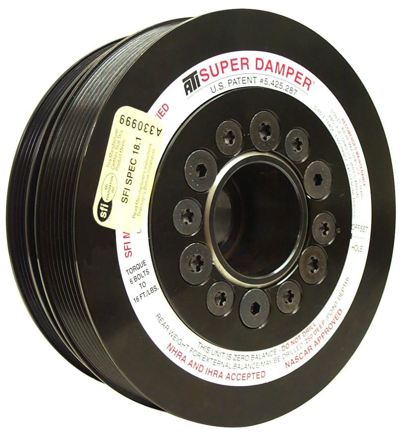 ATI Performance LS1 917345 Harmonic Damper Serpentine Super Damper 7.425 Inch OD Steel Black Oxide Internal Balance
