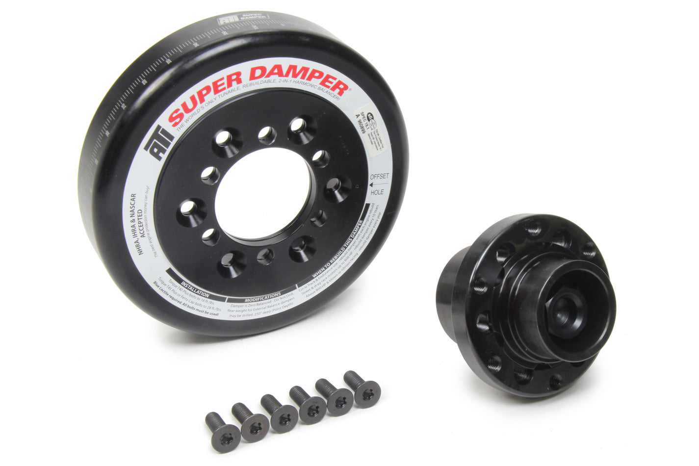 ATI Performance BBC 918870E Harmonic Balancer, 7.074 Inch Outer Diameter, Aluminum and Steel Construction, Black Oxide Finish, Internal Balance for Big Block Chevy Engines