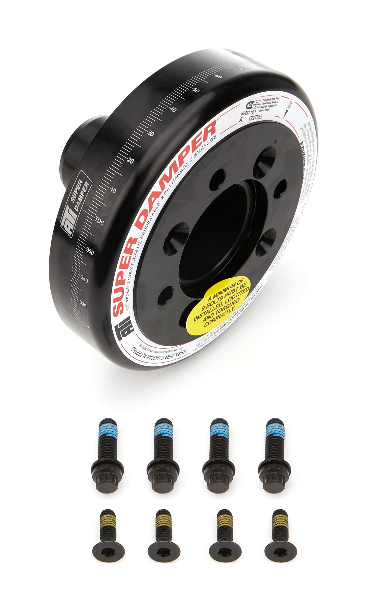ATI Performance SBF Superdamper Harmonic Balancer with 6.325 Inch Diameter, SFI 18.1 Certified, Aluminum and Steel Construction, Black Finish