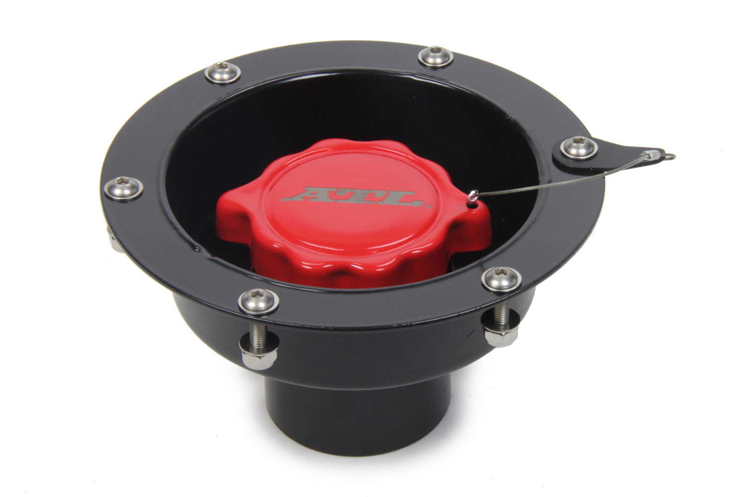 ATL Fuel Cells RF108 Recessed Fender Fuel Filler Cap Assembly with Twist Lock, Steel, Black Powder Coat
