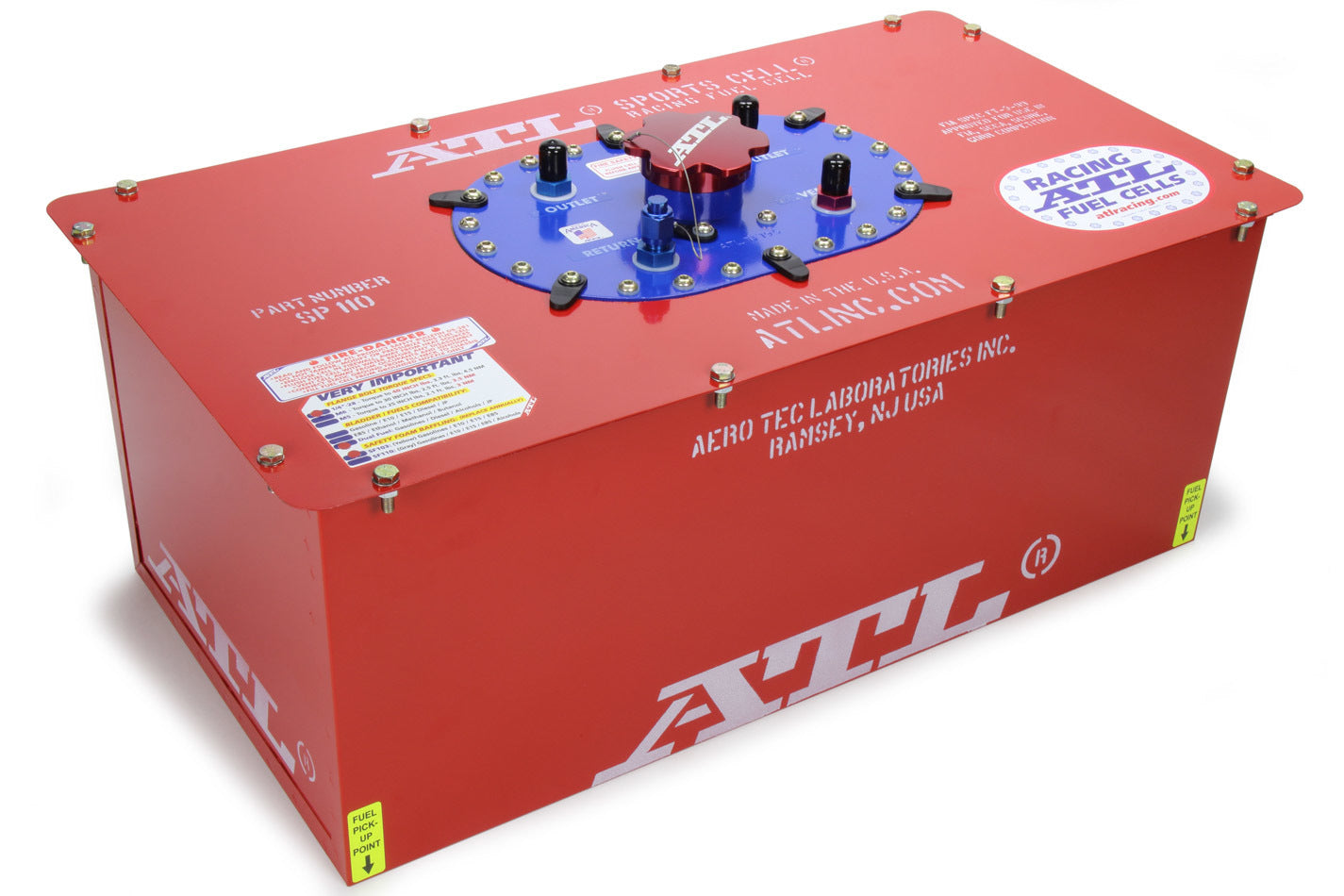 ATL Fuel Cells SC-AA-050 10 Gallon Sports Cell Fuel Tank with Foam, Steel, Red Powder Coating, FIA FT3 Compliant