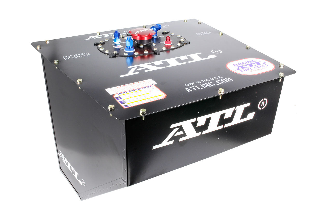 ATL Fuel Cells SC-AA-330 Black Widow Dirt Late Model Fuel Cell, 28 Gallon, Steel with Black Powder Coat Finish, FIA Approved