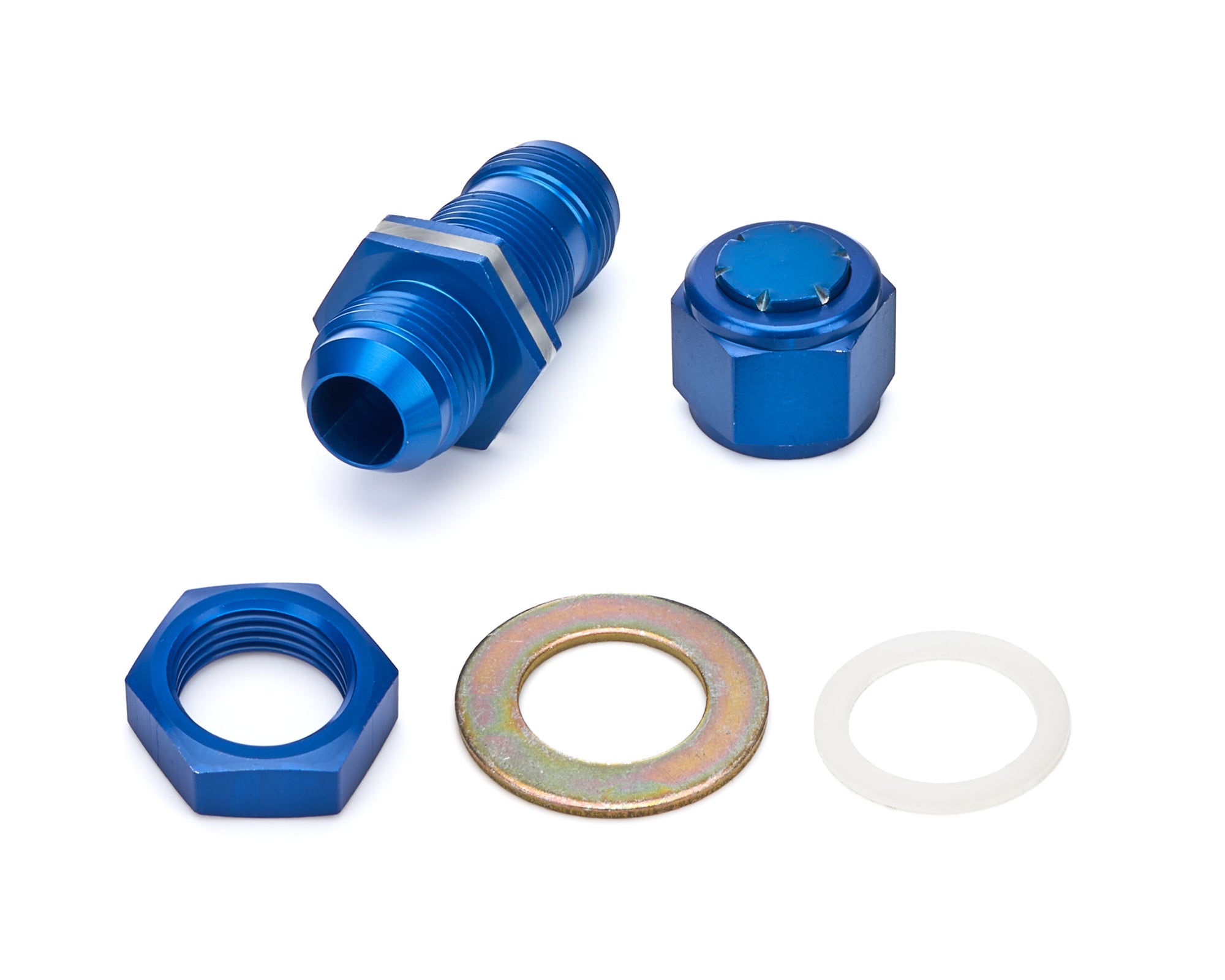 ATL FUEL CELLS TC-AA-009 Bulkhead Fitting 12AN Male to 12AN Male Aluminum Blue Anodized