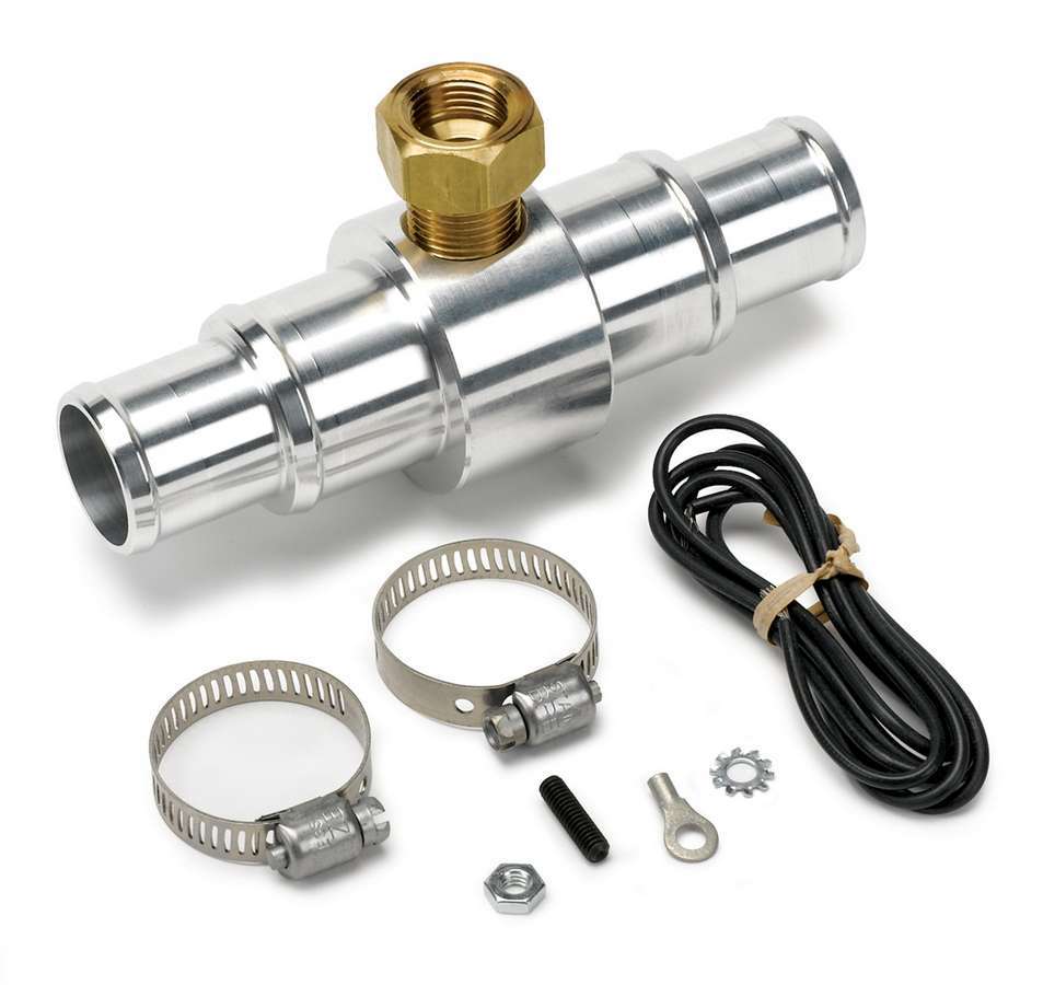 Autometer Radiator Hose Adapter 2282, Straight, 1 Inch to 1-1/4 Inch Hose Barb, 3/8 Inch NPT Gauge Port, Aluminum, Natural Finish