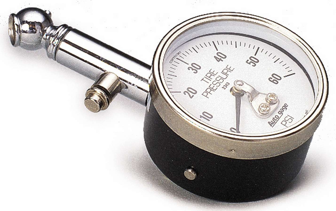 Autometer 2343 Tire Pressure Gauge, 0-60 PSI, Analog, 1-1/2 Inch White Face Dial