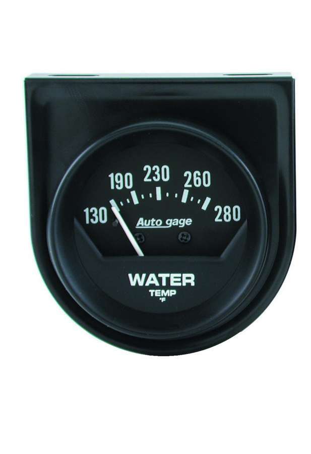Autometer 2361 Mechanical Water Temperature Gauge, 130-280°F, Analog, Short Sweep, 2-1/16 Inch Diameter, Panel Mount, Black Face