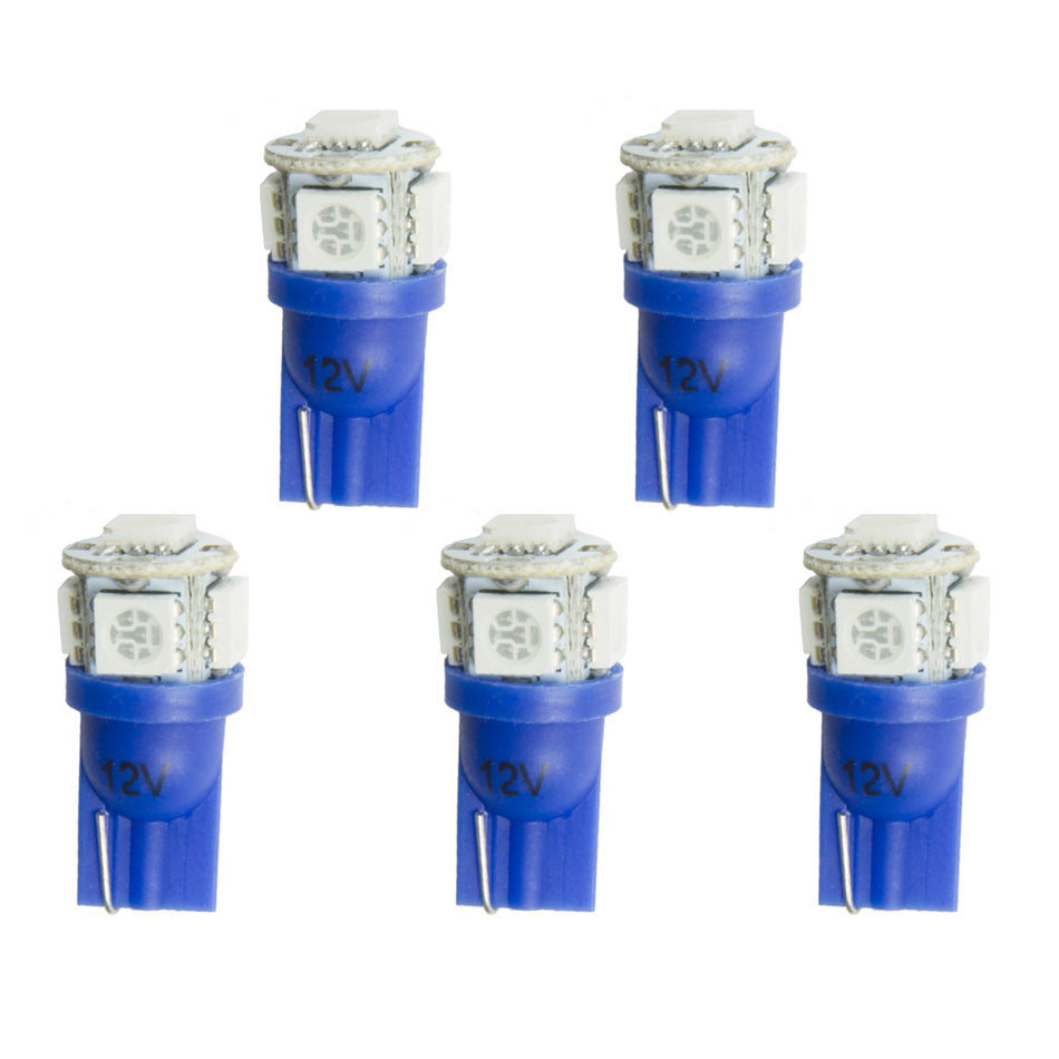 Autometer 3286-K Replacement LED Bulbs T3 Wedge Blue Set of 5