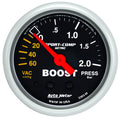 Autometer 3303-M Sport-Comp Boost and Vacuum Gauge, 2-1/16 Inch Diameter, Analog Mechanical Display